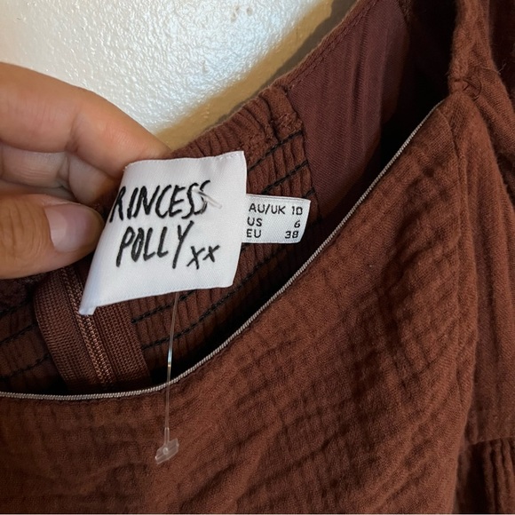 Brown Ruffled Maxi Dress 100% cotton gauze waffle earthy tone - Picture 10 of 15